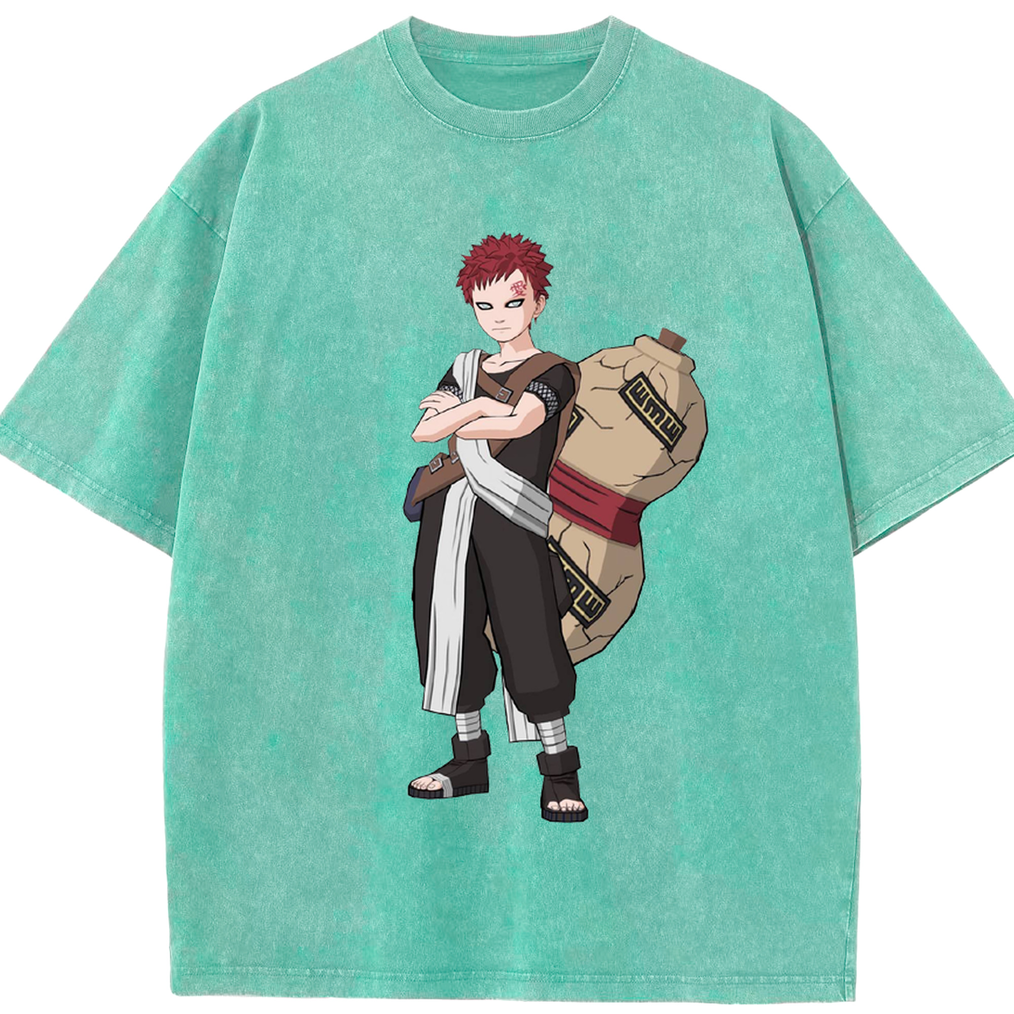 （画像用） NARUTO -ナルト- ガアラ Gaara 綿100% ヴィンテージ風 半袖Tシャツ（フロントプリント）